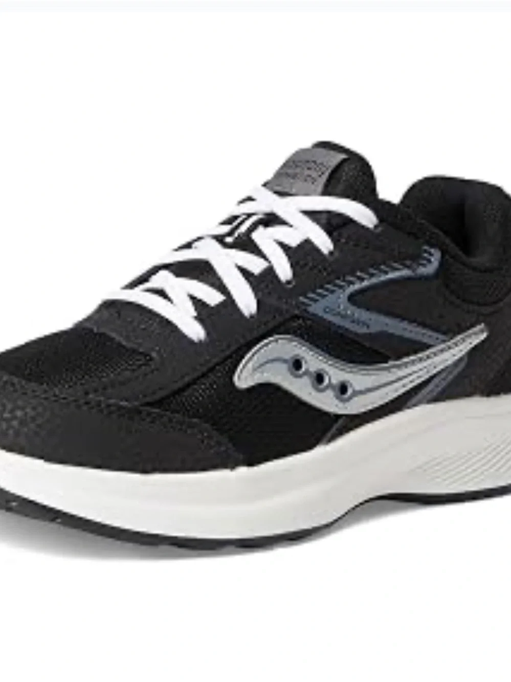 NWOB Child Saucony Cohesion KDZ Black and White Lace-Up Sneakers Size 5.5